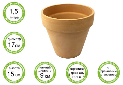 Цветочный горшок "Стандарт" d17см, h15см, 1,5л (20) 1ЦС-17Promo