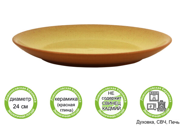 Тарелка плоская d24см, h2,5см (желтый) (4) (16)  2ТЖ-24 (Promo)