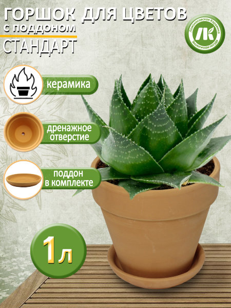 Горшок для цветов с поддоном "Стандарт" Терракот, d15см, 1л, керамика