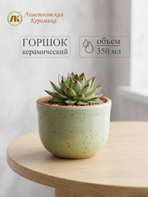 Цветочный горшок без поддона "Ломоносовский" (зеленый) d9см, h8см, 0,35л (12) 1ЦЛЗ-9БП