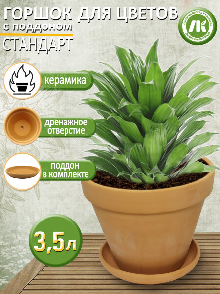 Горшок для цветов с поддоном "Стандарт" Терракот, d23см, 3,5л, керамика