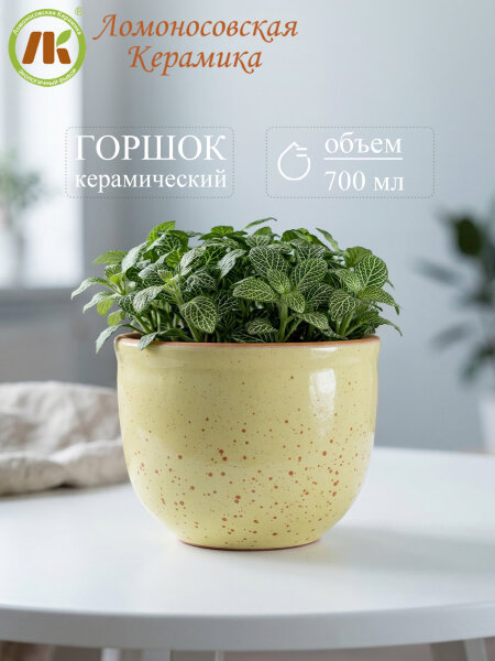 Цветочный горшок без поддона "Ломоносовский" (желтый) d12см, h10см, 0,7л (8) 1ЦЛЖ-12БП