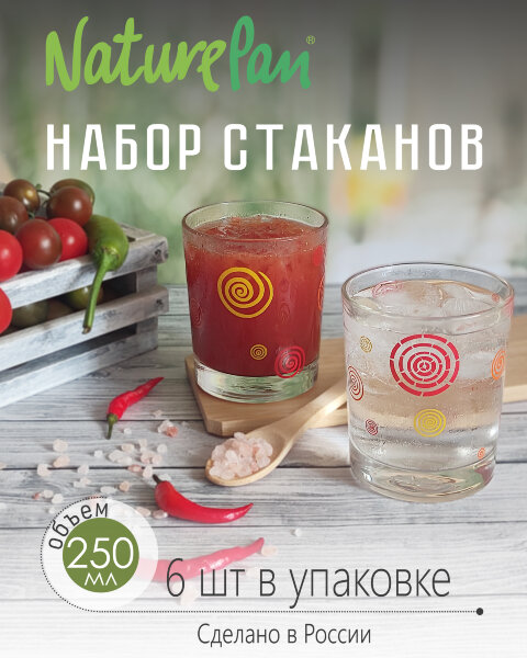 Набор стаканов низких "Candy Yellow" (гладкий) 6шт, 250мл СКа-ЖН6